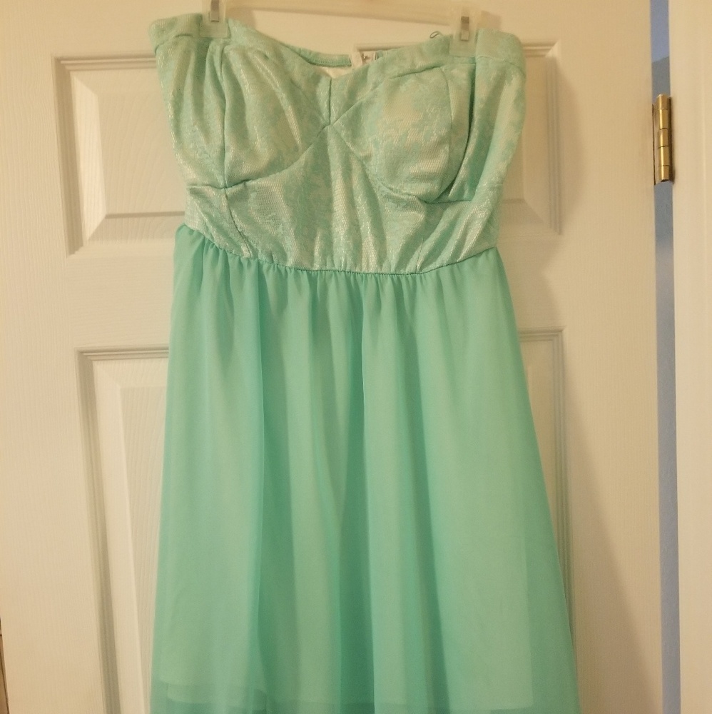 DEB hi-low strapless dress